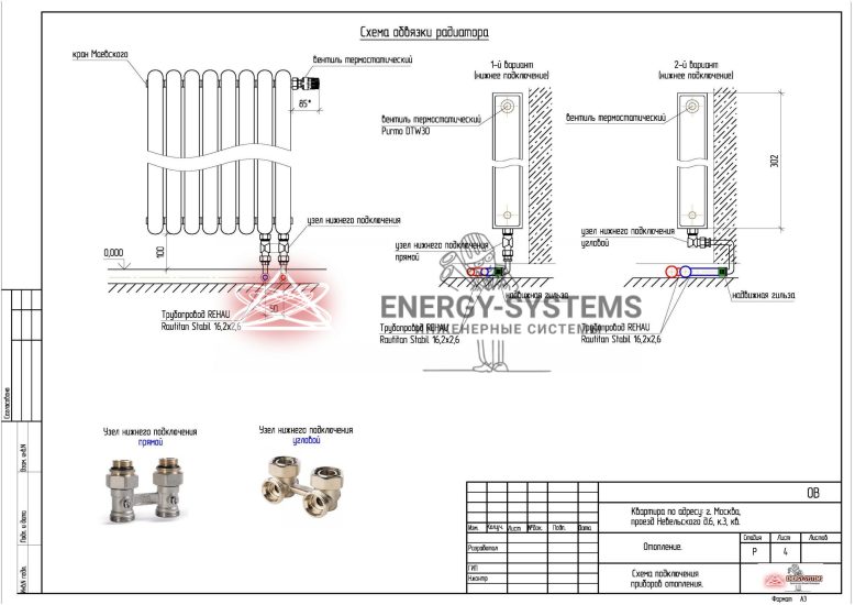 Схема обвязки радиатора
