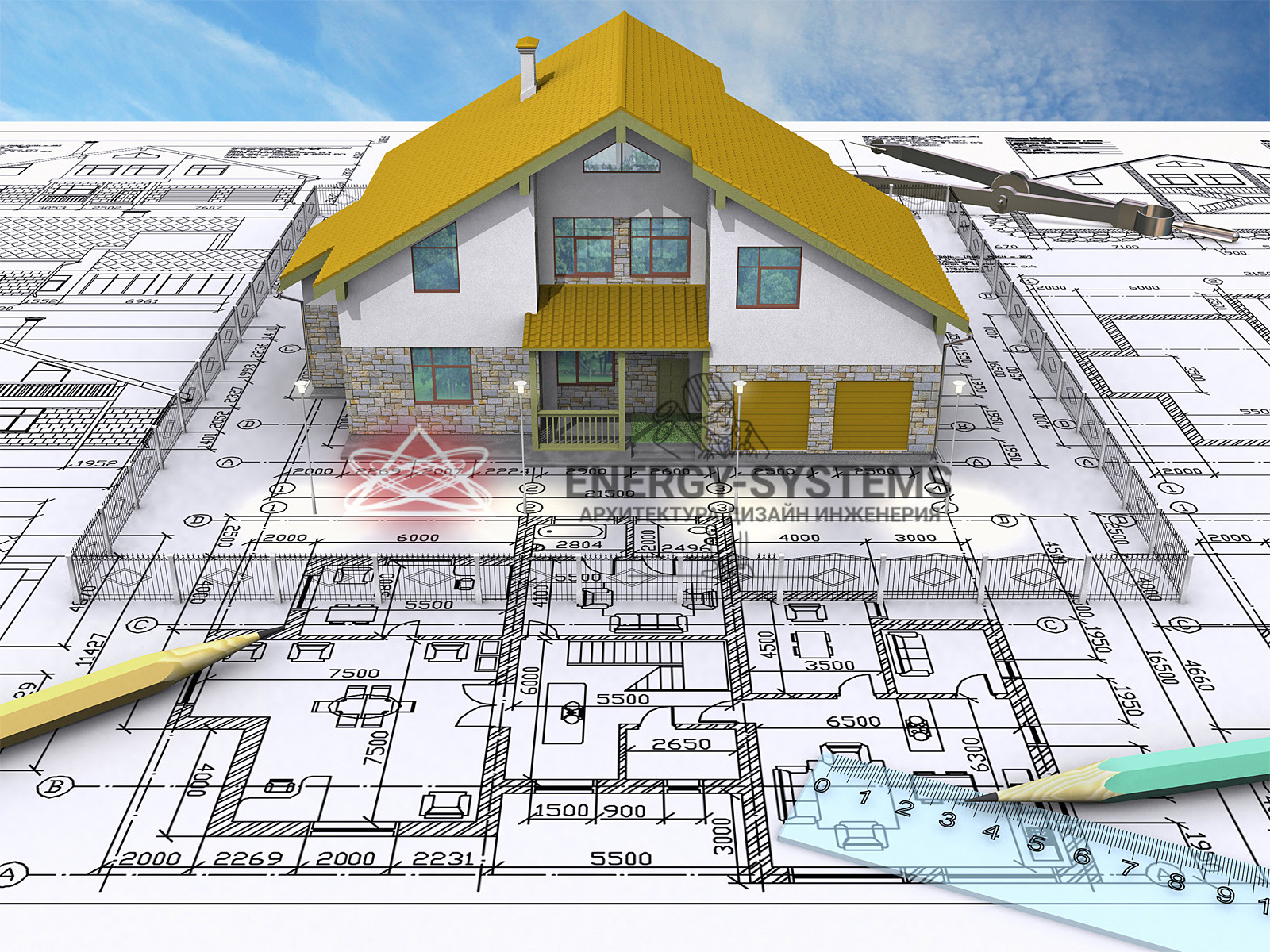 проект 3д коттедж карандаши