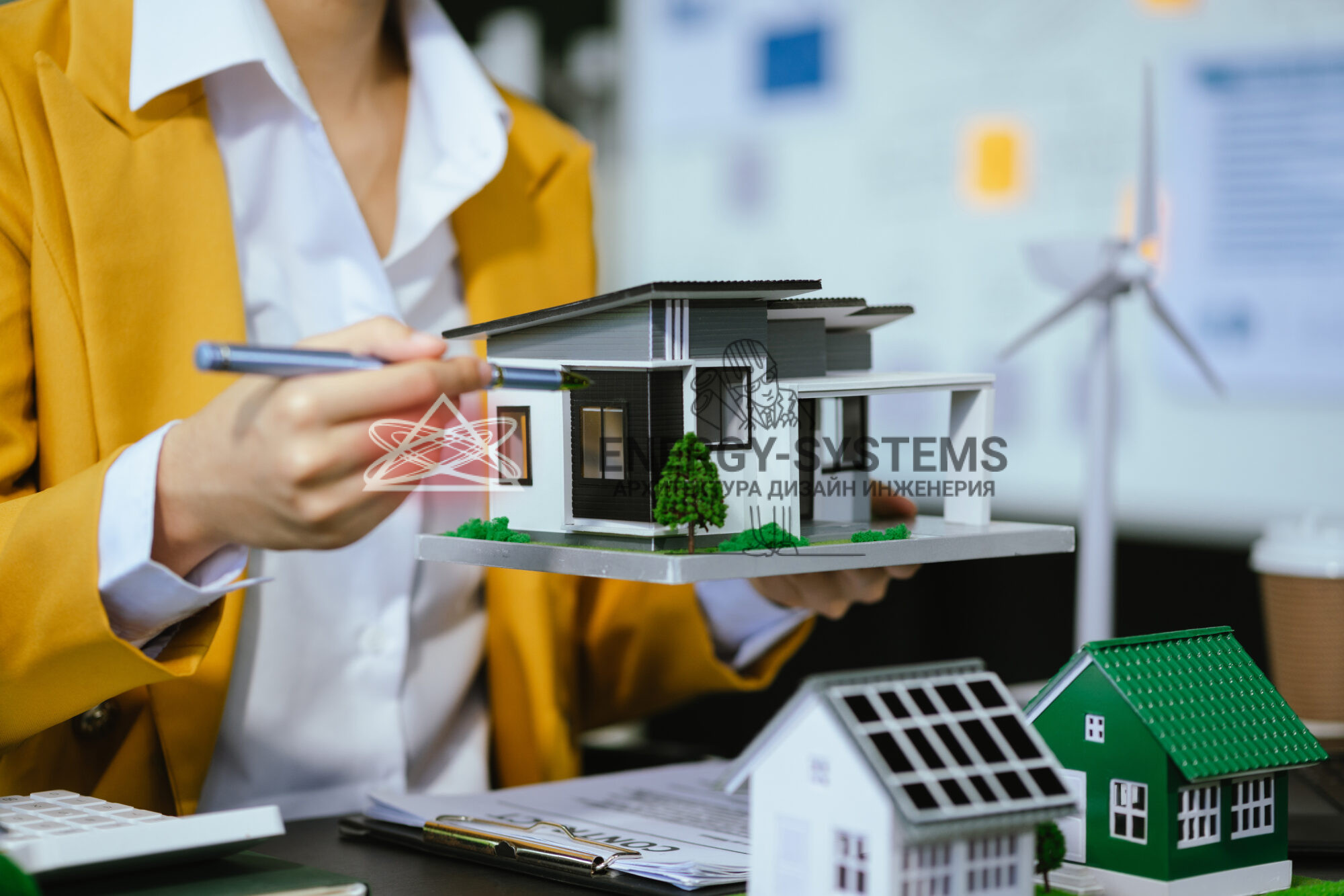 Architect working with blueprints for sketching a construction p