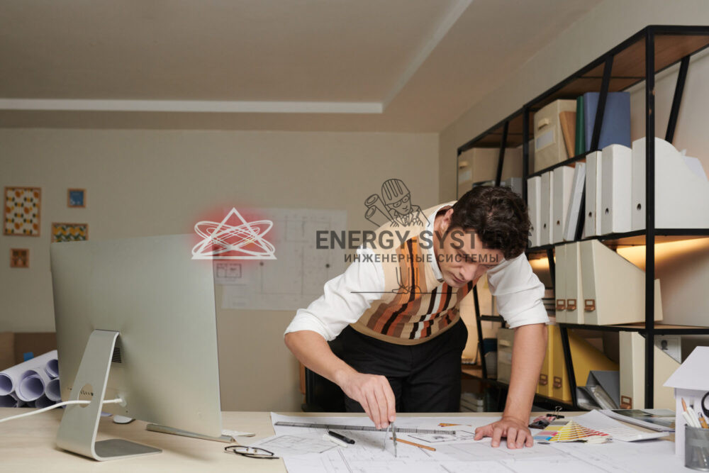 Проектирование: Архитектор обсуждает проект будущего здания