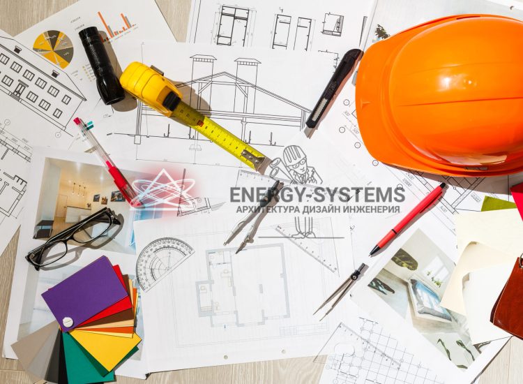 на проектной документации лежат чертежные инструменты