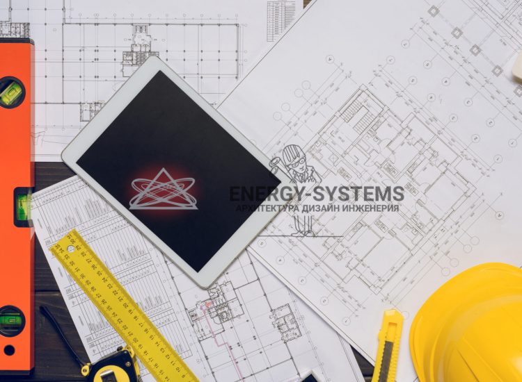 планшет с проектной документацией на столе