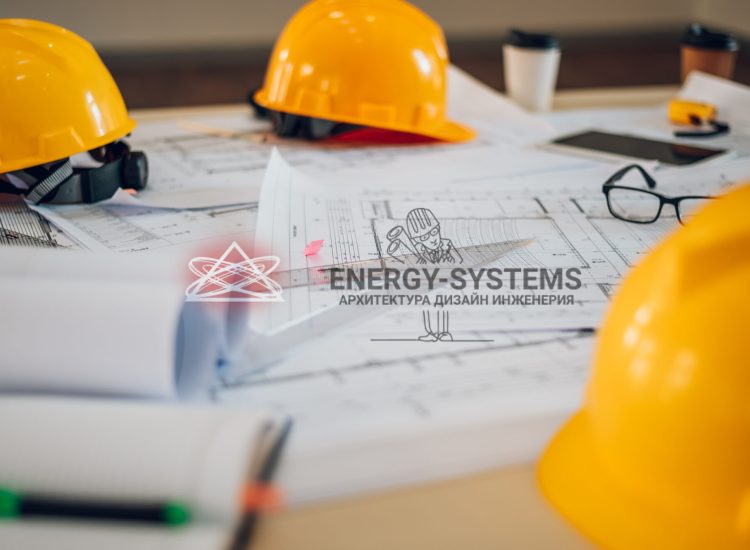 три каски очки и кофе на столе с проектами