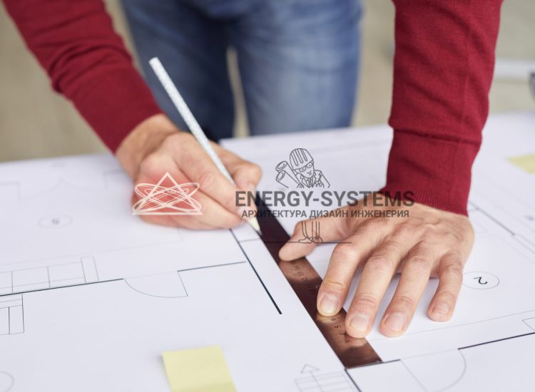 чертит линию под линейку на проекте