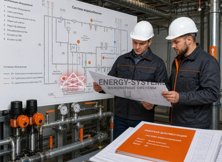 чертеж водоснабжение с инженерной документацией