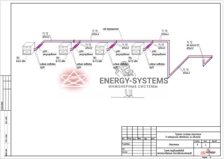 Схема трубопроводов теплоснабжения