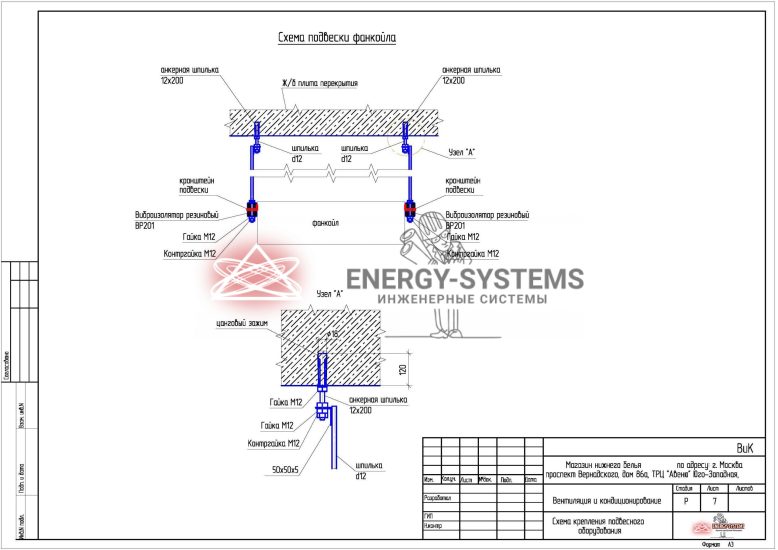 Схема подвески фанкойла