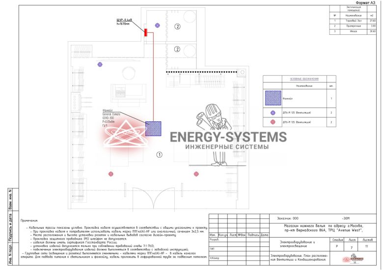 Электрооборудование. План расположения вентиляции и кондиционирования