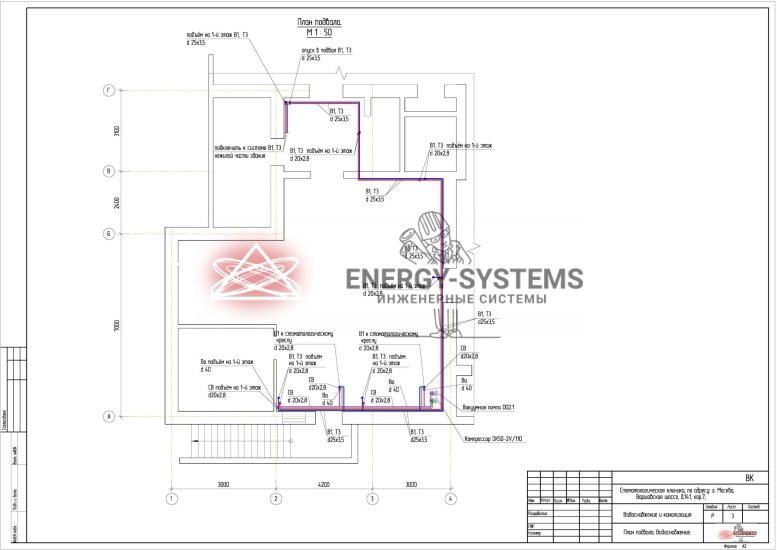 План подвала водоснабжение