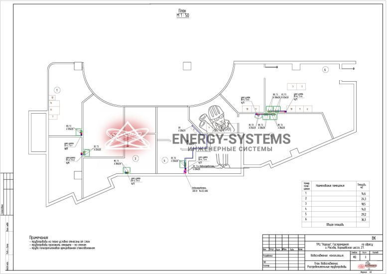 План водоснабжения. Распределительные трубопроводы