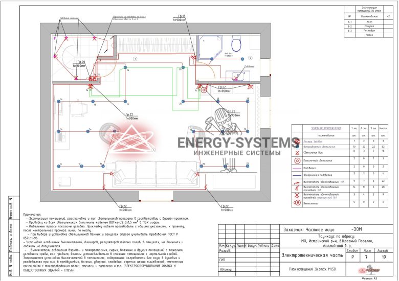 План освещения 3 этаж