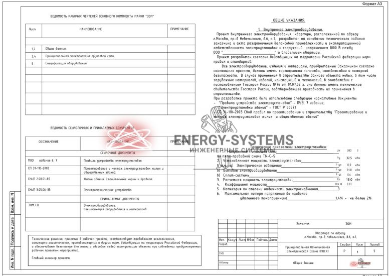 Ведомости чертежей и документов, общие указания