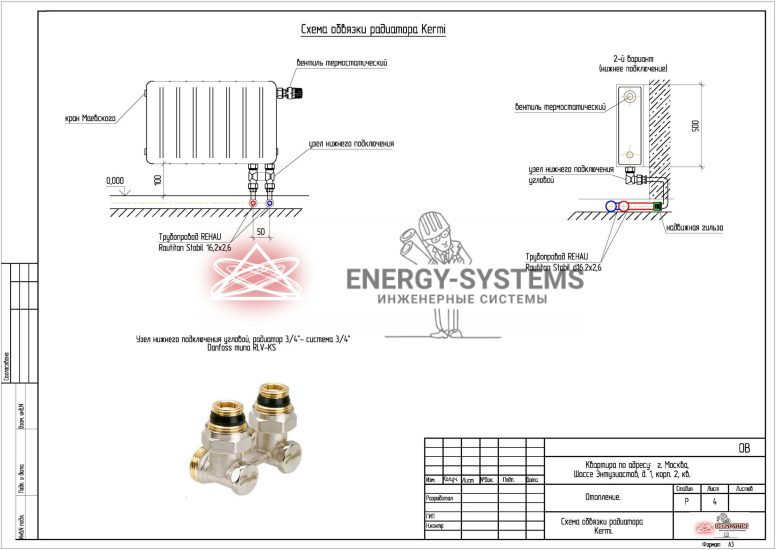 Схема обвязки радиатора