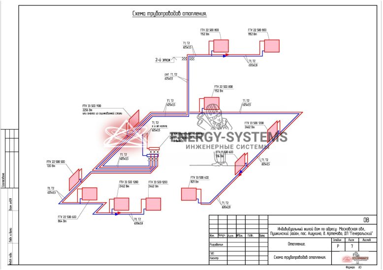 Схема трубопроводов отопления