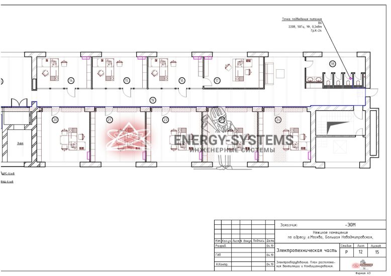 Электрооборудование. План расположения вентиляции и кондиционирования