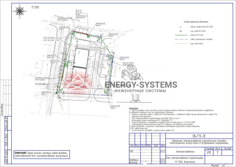 План электроснабжения стройплощадки Заземление